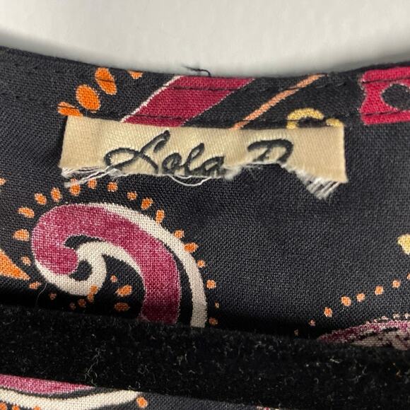 Lola B, Size Small, Brown & Orange Boho Maxi Dress, Paisley, Wrap, Crochet Trim - Picture 4 of 6